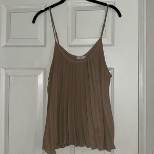 Taupe pleated tank top
